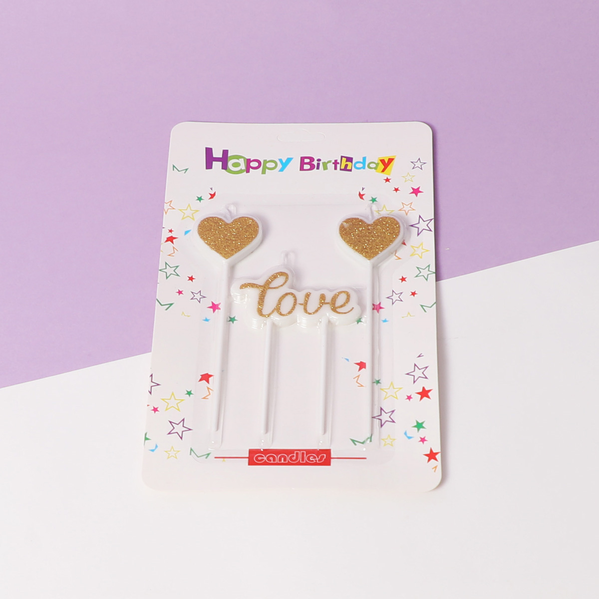 Gold glitter heart candles
